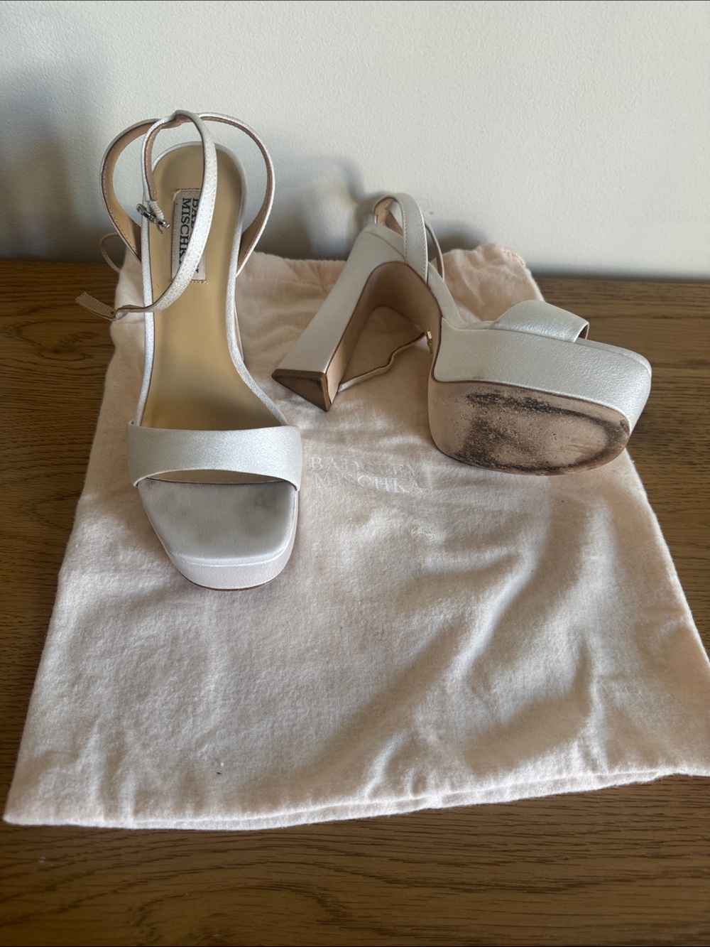Badgley Mischka White Platform Block Heels